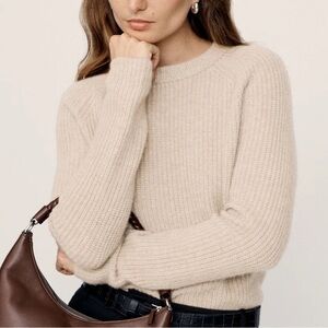 JENNI KAYNE Cashmere Fisherman Sweater in OATMEAL